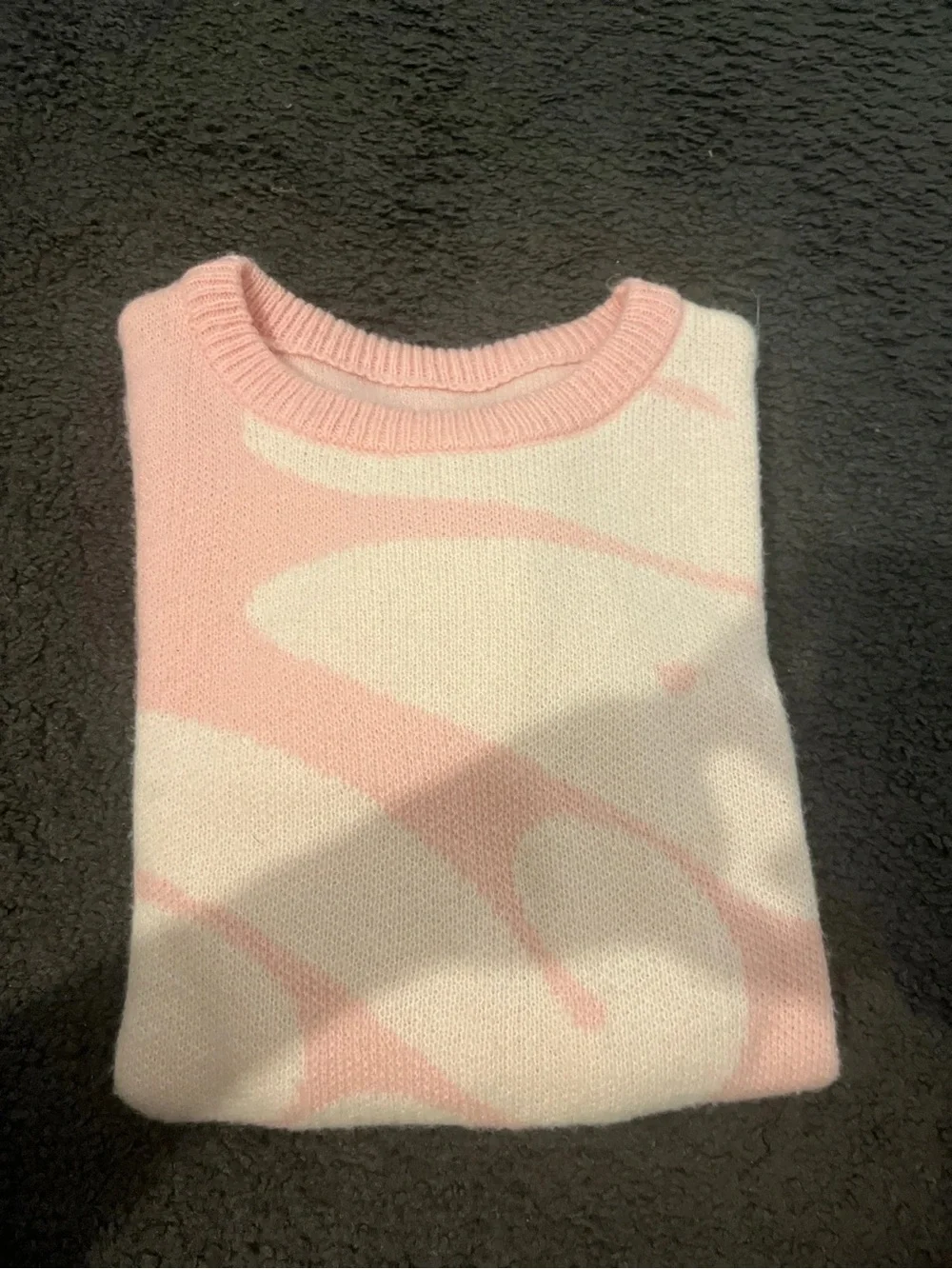 Soft Pink Crewneck Sweater with White Accent